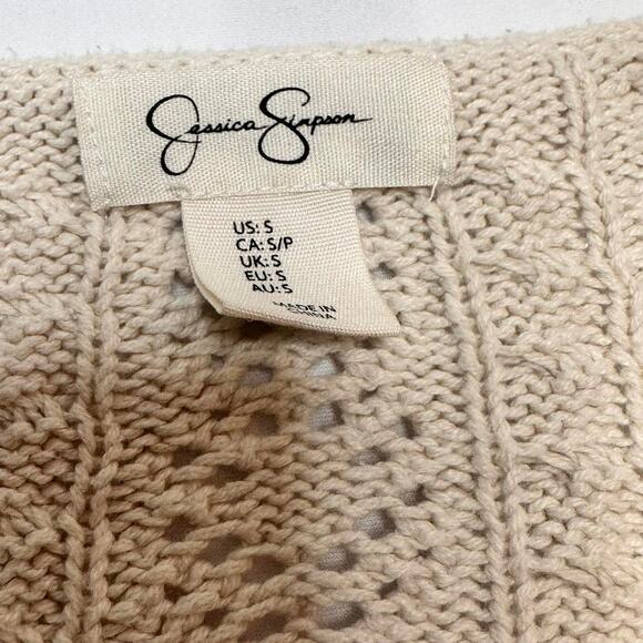 Jessica Simpson Size Small Cream Knitted Crotchet Cardigan - Picture 5 of 5